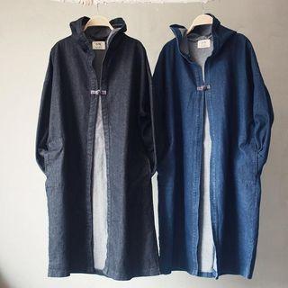 Single-button Hooded Trench Coat