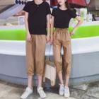 Couple Matching Short-sleeve Plain T-shirt / Harem Pants