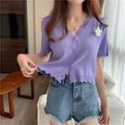 Scallop Trim Short-sleeve Cardigan