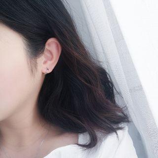 925 Sterling Silver Wavy Hoop Earring 1 Pair - Silver - One Size