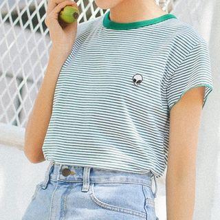 Strip Loose-fit Short-sleeve Top