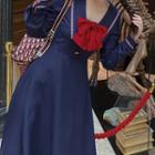 Contrast Trim Midi A-line Dress With Bow Brooch