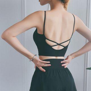Spaghetti Strap Padded Open-back Sports Top