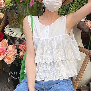 Layered Crop Tank Top White - One Size