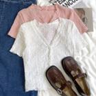 Short-sleeve V-neck Crinkle Top