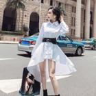 Belted High-low A-line Shirt Dress