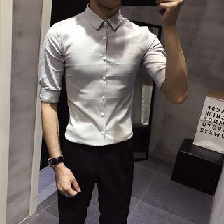 Cotton-blend Elbow-sleeve Shirt