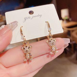 Tiger Rhinestone Alloy Dangle Earring 1 Pair - Tiger - Gold & Black - One Size