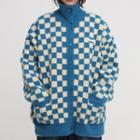 Checkerboard Pattern Cardigan / Polo Sweater