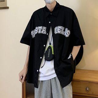 Short-sleeve Letter Applique Shirt