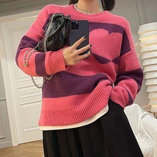 Striped Flower Print Sweater