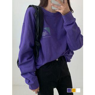 Letter-printed Extra-long Sleeve T-shirt