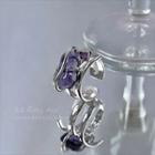 Rhinestone Alloy Open Ring Violet - One Size