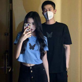 Couple Matching Butterfly Print T-shirt