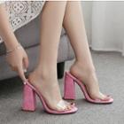 Transparent Strap Block-heel Slide Sandals
