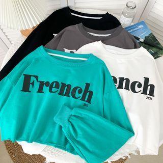 Loose-fit Printed Crop Sweatshirt