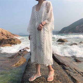 Crochet Lace Open Front Jacket