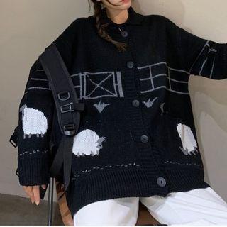 Sheer Jacquard Cardigan Black - One Size