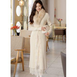 Rib-knit Long Cardigan Dress