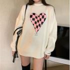 Round-neck Chessboard Long-sleeve Sweater