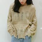 Distressed Open-knit Sweater