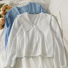 Puff-sleeve Ruffle-trim Crop Shirt