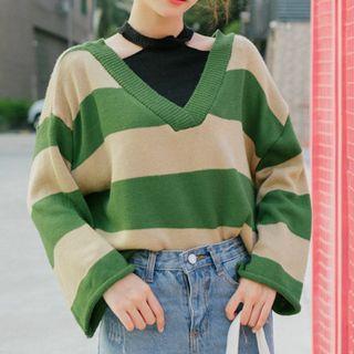 Mock Two-piece Wide-sleeve Sweater