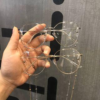 Retro Round Metal Frame Eyeglasses With Chain