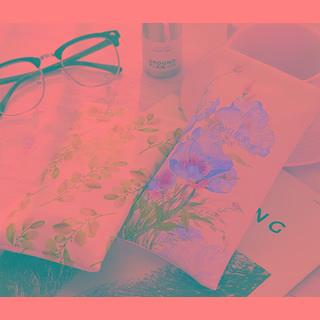 Floral Print Faux Leather Eyeglasses Case