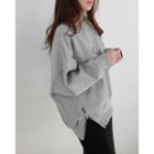 Zip-side Lettering Cotton Sweatshirt