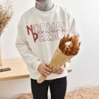 Long-sleeve Knit Panel Lettering Top
