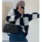 Long-sleeve T-shirt / Checkerboard Cut Out Sweater