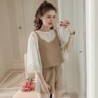 Set : Short-sleeve Top + Spaghetti Strap Top + Shorts