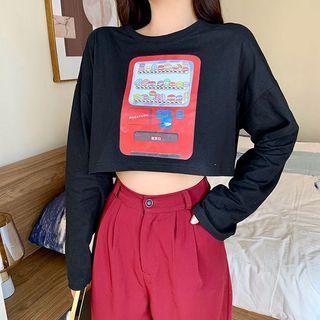 Vending Machine Print Long-sleeve Cropped Top
