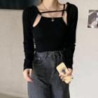 Camisole Top / Long-sleeve Open-front Cropped Top