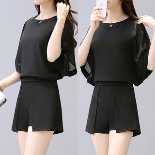 Set: Short-sleeve Loose-fit Top + Shorts