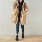Hooded Fleece-lined Coat Beige - One Size