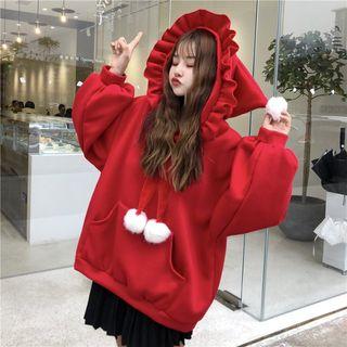 Hooded Puff-sleeve Sweatshirt
