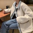 Mock Two-piece Fleece Paneled Shirt Jacket