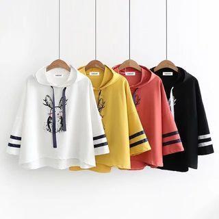 3/4-sleeve Print Hoodie