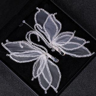 Butterfly Faux Crystal Hair Clip 1 Pc - White - One Size