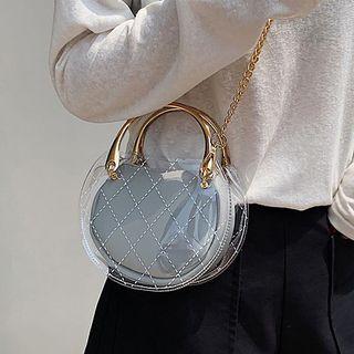 Pattern Printed Clear Top Handle Crossbody Bag