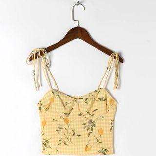 Gingham Print Cropped Camisole Top