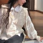 Cutout See-through Blouse / Lace Vest