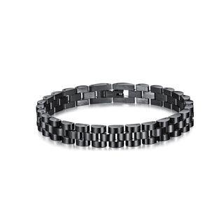 Fashion Simple Plated Black Titanium 316l Stainless Steel Bracelet 8mm Black - One Size
