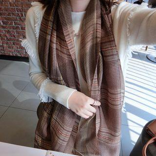 Plaid Shawl Khaki - One Size