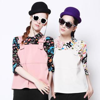 Mock Two-piece Printed Blouse