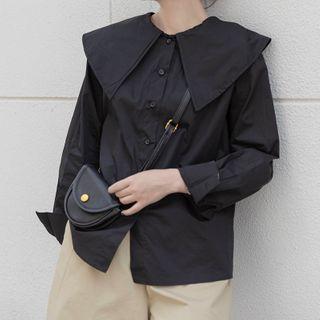 Collared Blouse Black - One Size