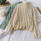 Turtleneck Loose-fit Cable Sweater