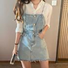 Frayed Tie Strap Denim Playsuit